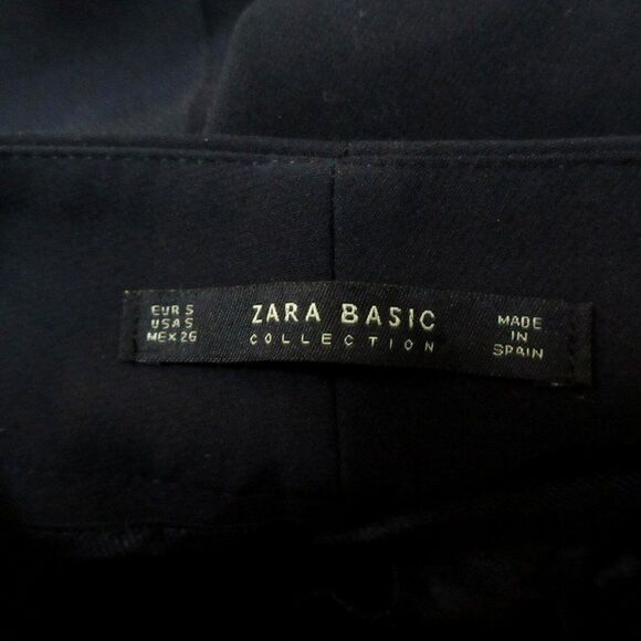 Zara Basic Black Slim Leg Dress Pants Gold Side Leg Embellished Trim Sz S NEW - Picture 7 of 9